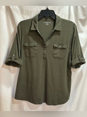 croft & barrow Olive Green  Polo Shirt with Chest Pockets